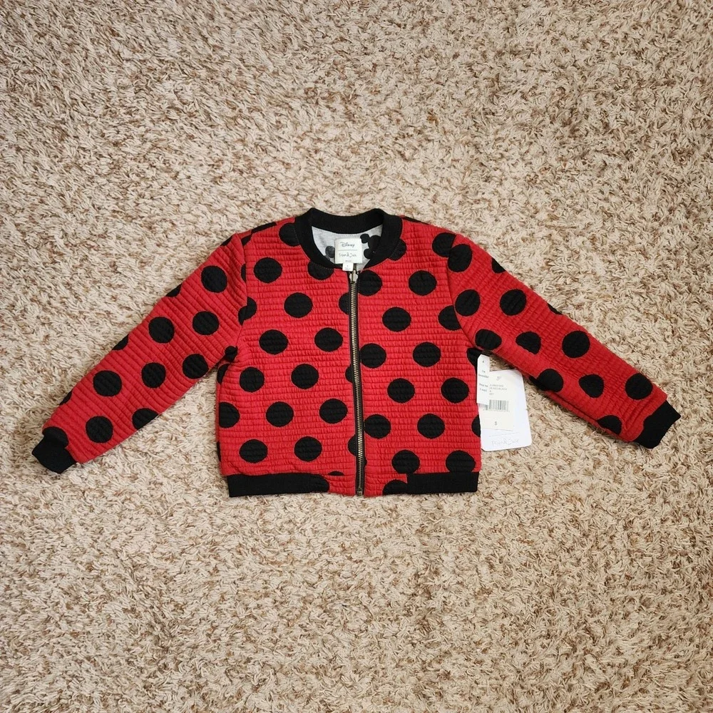 Disney Minnie Mouse Pippa & Julie Polka Dot Sweater Jacket‎ Back Minnie Design